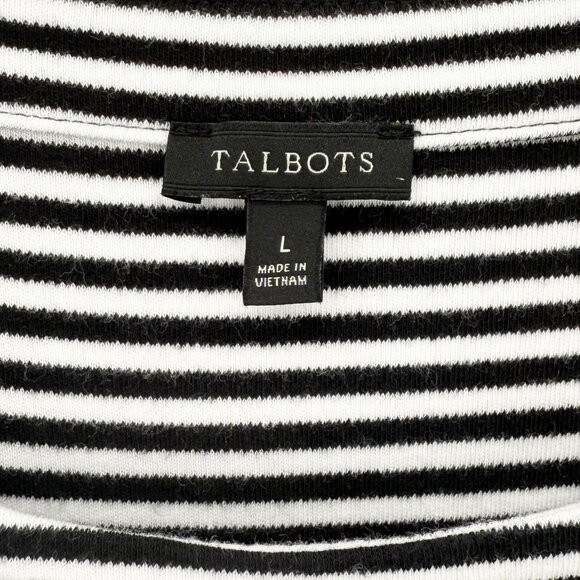 Talbots Cotton Lace Eyelet Trim T-Shirt Casual Dress Black/White - Picture 5 of 8
